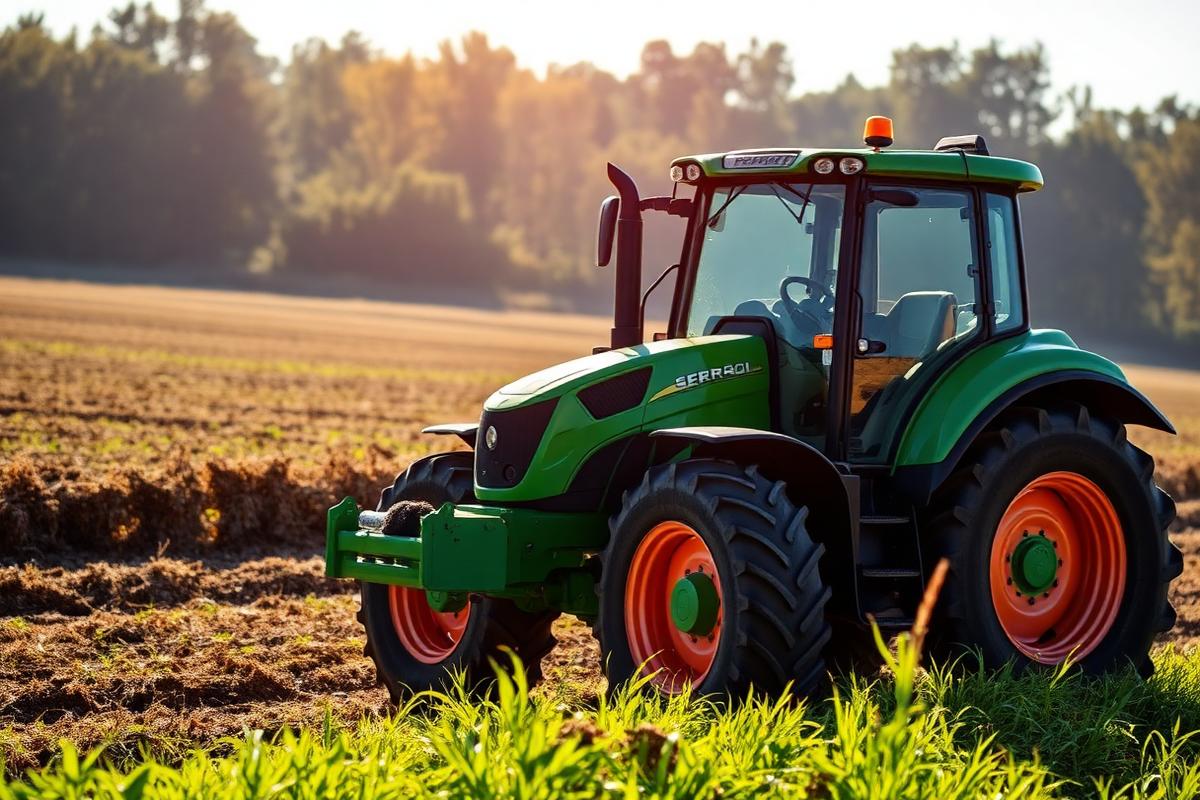 Trator agrícola em operação representando a linha agrícola